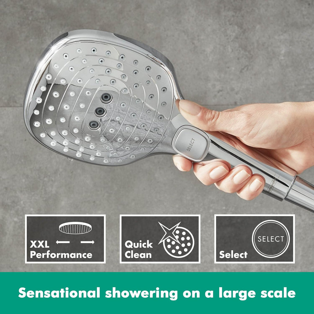 hansgrohe wassersparender Duschkopf Raindance Select E 120, Sparduschkopf, Duschbrause, 3 Strahlarte