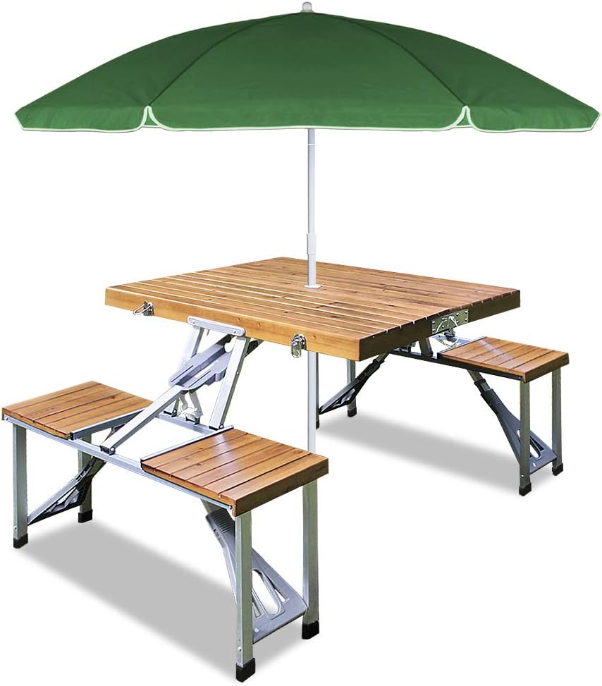 CASARIA® Campingtisch mit Stühlen Klappbar Tragegriff Schirmhalter 4 Personen Picknicktisch Kofferti