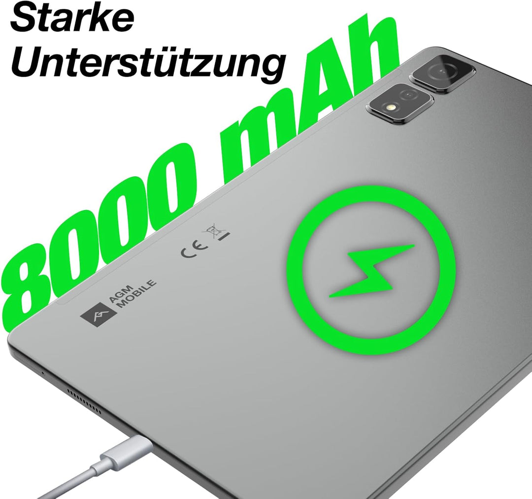 AGM Tablet 11 Zoll Android 14, 500 Nits Helles FHD+ Display (1920x1200), 8GB RAM (4+4) + 256GB ROM (