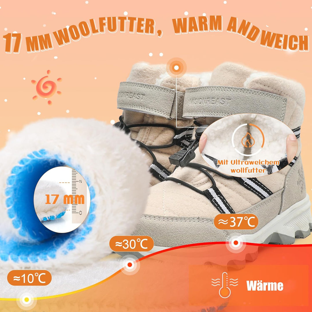 visionreast Winterstiefel Mädchen Winterschuhe Kinder Junge Wanderschuhe mit Wollfutter Schneestiefe