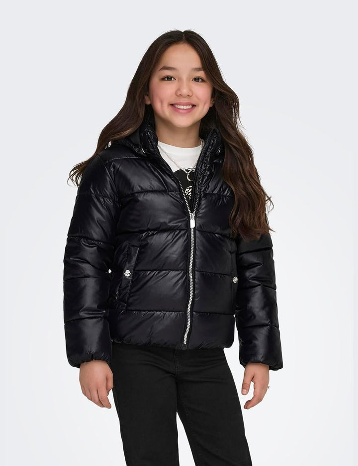 KIDS ONLY Mädchen Kognewemmy Savannah Jacket OTW Noos Steppjacke 128 Black/Detail:silver Trim, 128 B