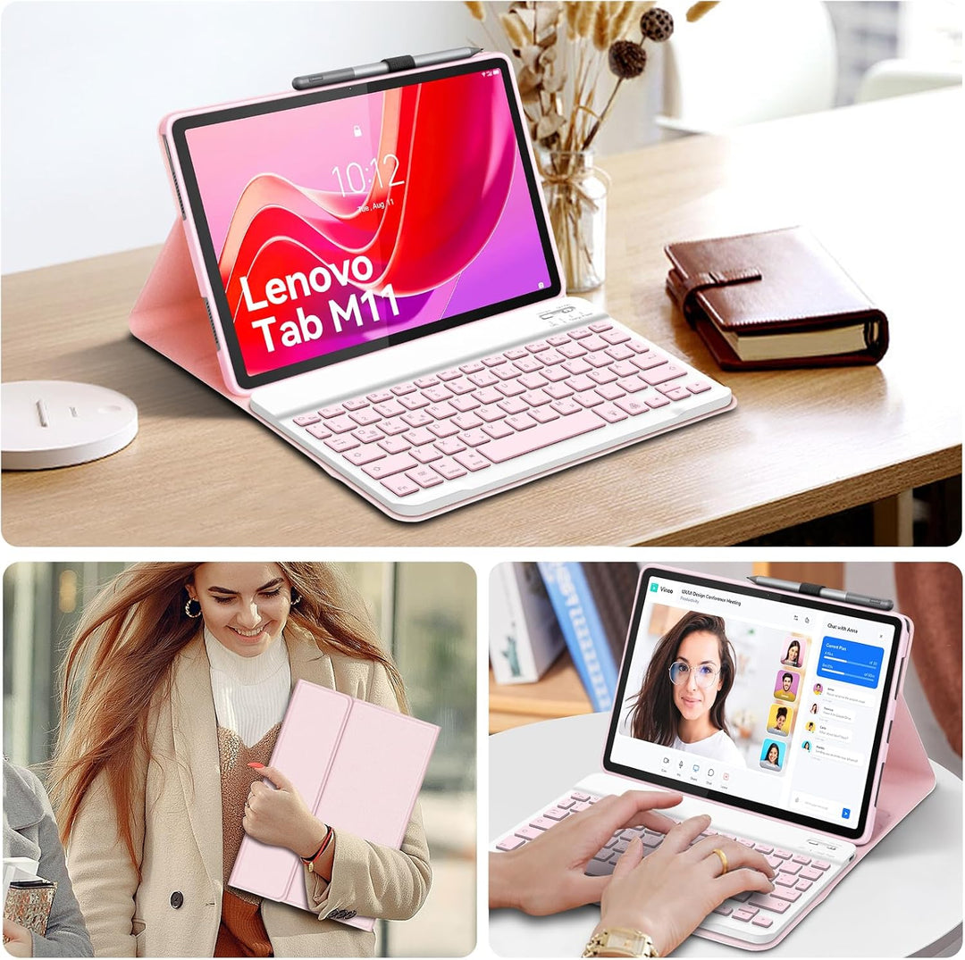 Bettdow für Lenovo Tab M11 2024 11" Tastatur Hülle, QWERTZ Abnehmbare Tastatur mit Schutzhülle für L