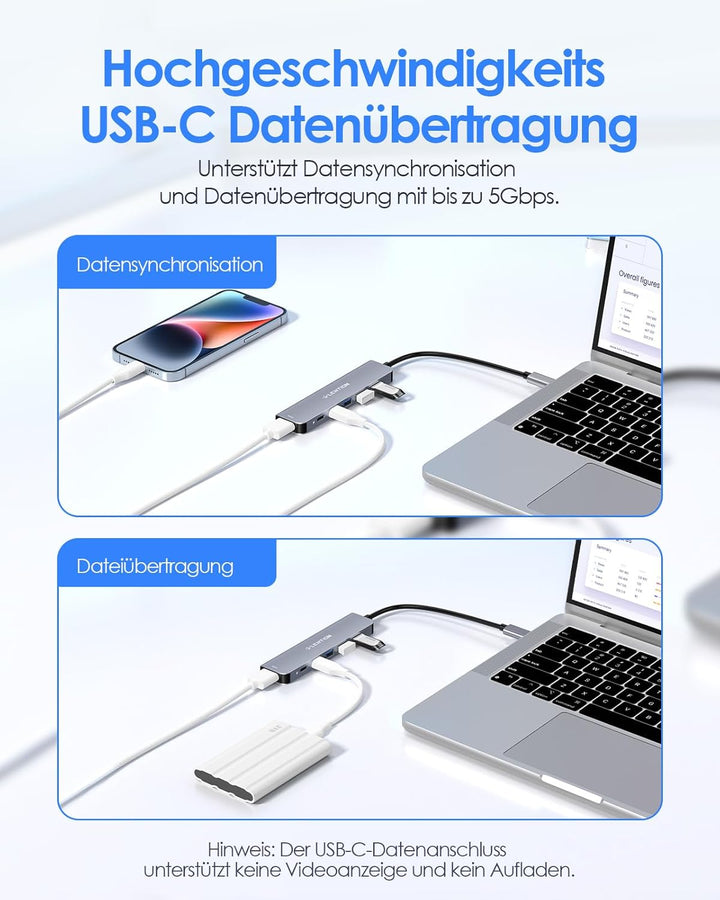 LENTION USB C Hub mit 4K60Hz HDMI, 100W PD, USB-C Datei, USB 3.0, Multiport Adapter kompatibel 2025-