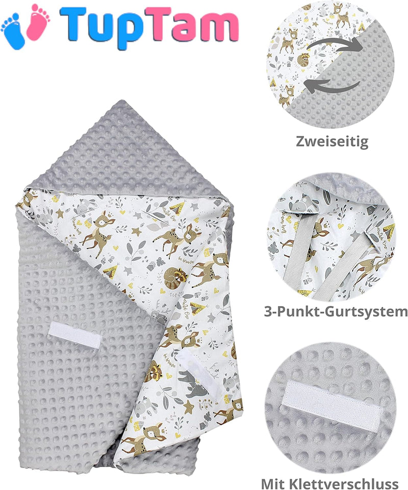 TupTam 2er Set Baby Decken Einschlagdecke 85x85 cm für Autositz Babyschale Babydecke Wiegendecke Min