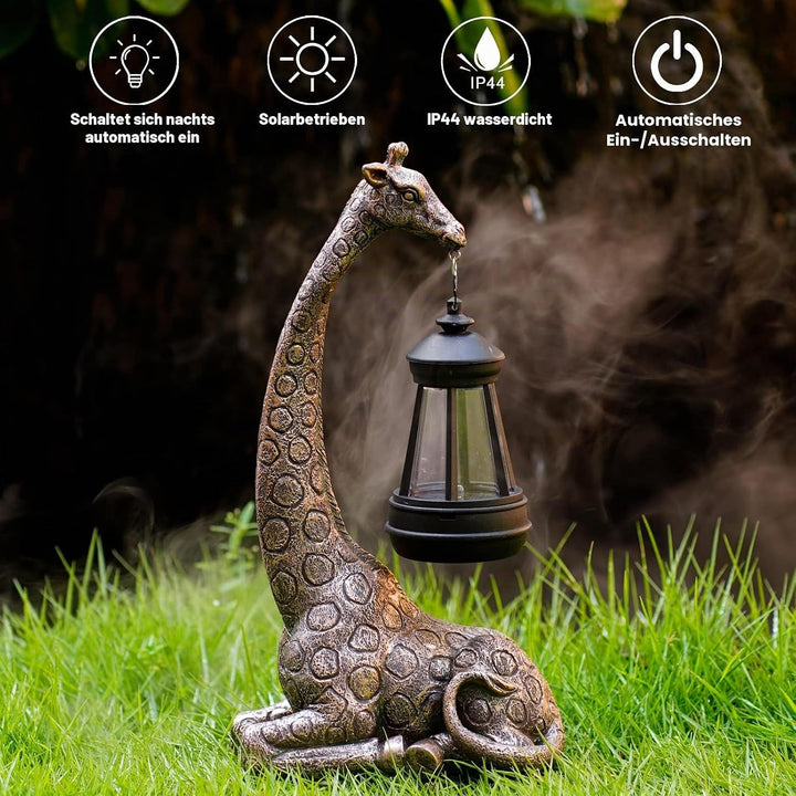 Yeomoo Giraffe Gartendeko mit Solarlampe - Giraffen Gartenfiguren Deko für Draussen mit Wetterfest L