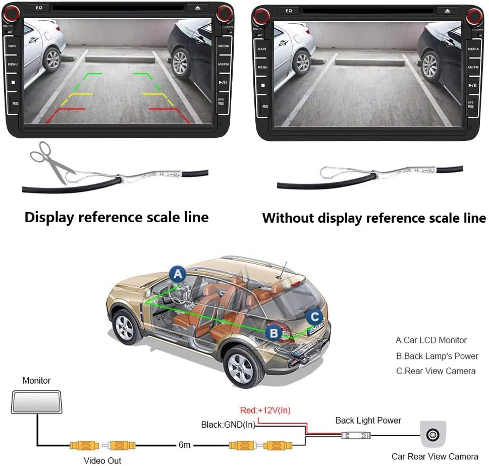 1280 * 720 Pixel 1000TV-Linien Hochwertiges 18mm-Objektiv Autokennzeichen Licht Rückfahrkamera, für