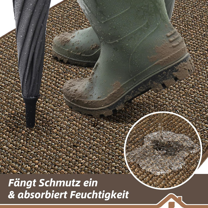 BEQHAUSE Fussmatte Innen, rutschfest und Waschbar, 90 x 150 cm, Braun 90 x 150 cm (Rechteckig) Braun