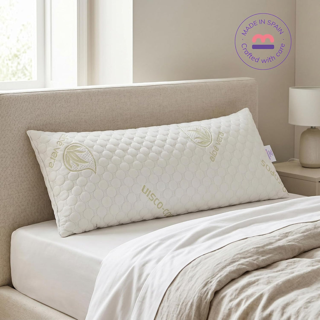 Todocama Viskoelastisches Kopfkissen mit Flocken 90 cm weiss, 90 cm Weiss