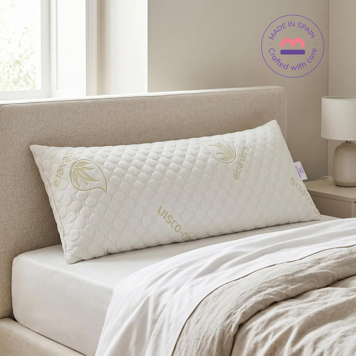 Todocama Viskoelastisches Kopfkissen mit Flocken 90 cm weiss, 90 cm Weiss