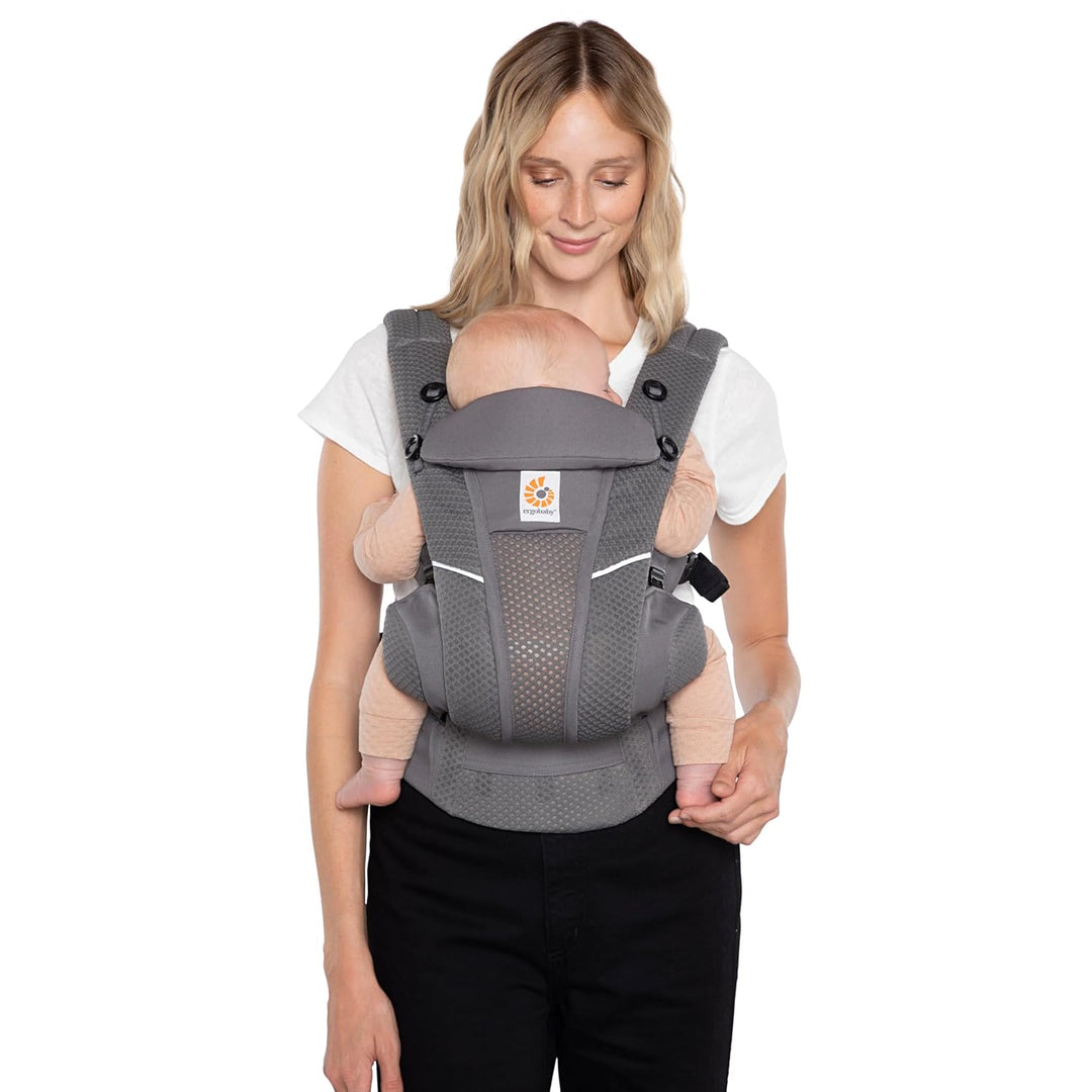 Ergobaby Omni Breeze Babytrage für Neugeborene ab Geburt bis 20kg, 4 Positionen SoftFlex Mesh Ergono