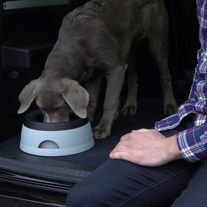 HUNTER ROAD REFRESHER 1,4 l, praktischer Reisenapf für Hunde, mit Anti-Schwapp-Funktion, grau/ schwa