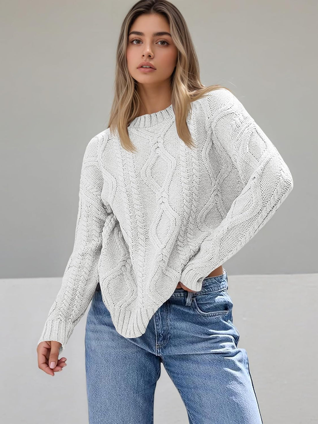 Saodimallsu Damen Pullover Rollkragen Oversized Fledermaus Langarm Sweatshirt Lose Grobstrick Casual