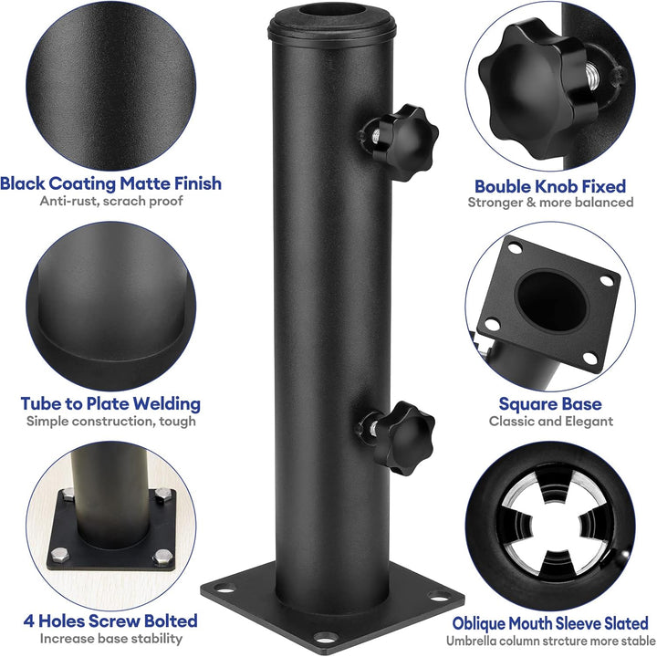 Sonnenschirm Schirmständer Standard mit 3 TLG Reduzierring (48/38/32 mm) Sonnenschirm Hülse Ständer,