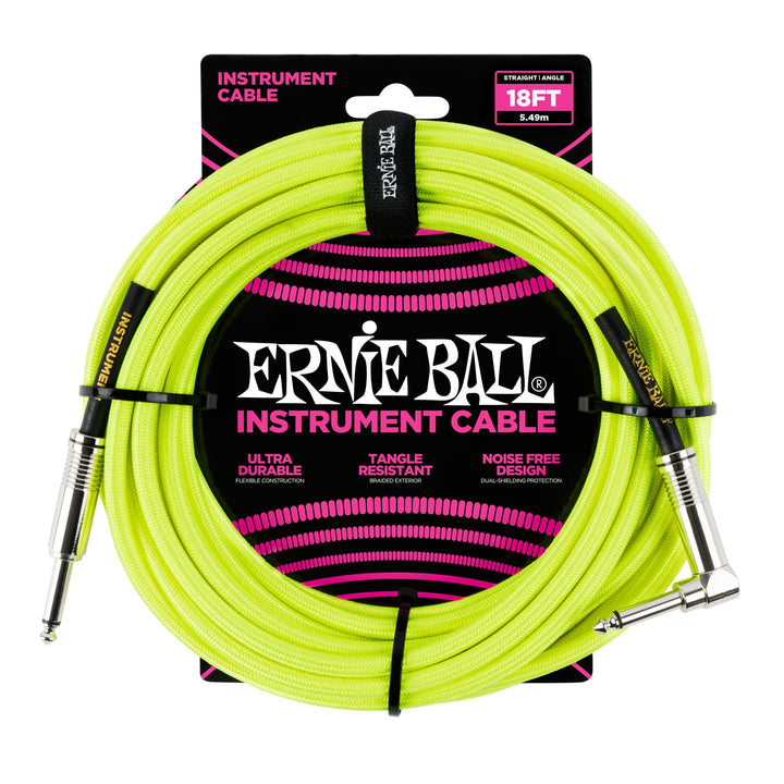 Ernie Ball Instrumentenkabel geflochten, gerade/gewinkelt, 5,49 m, Neon-Gelb Neon-orange 5,5 m Gerad
