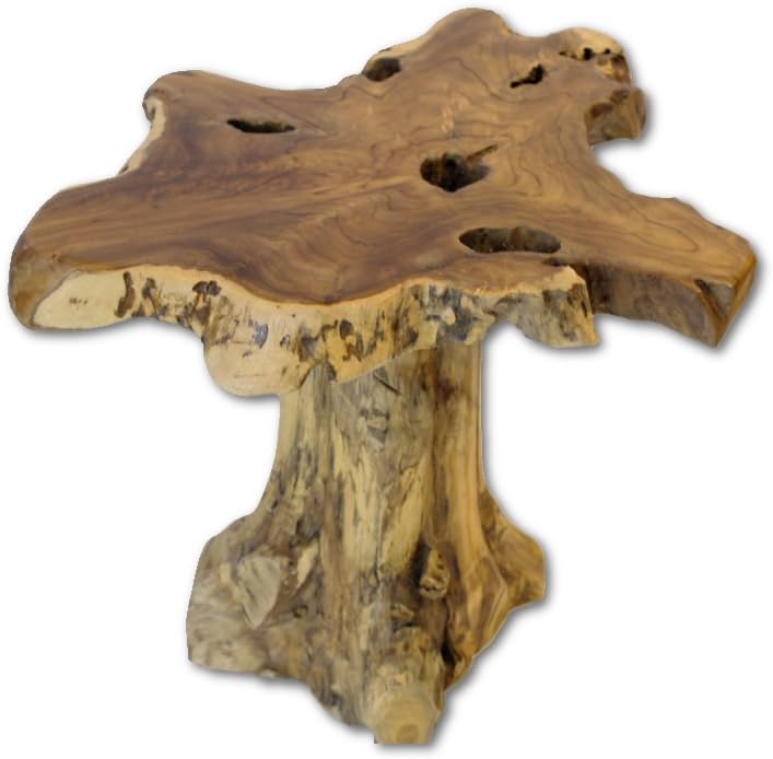 Kinaree Holz Beistelltisch ALOR Setar - Durchmesser ca. 50-55cm Beistelltisch aus Teak Massivholz in