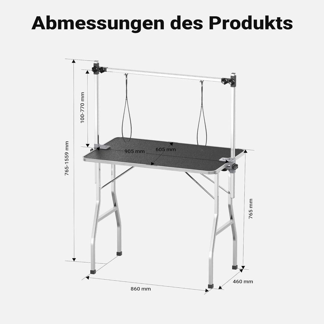 Wiltec Schertisch Trimmtisch mit 2 Schlingen Pflegetisch für Hund und