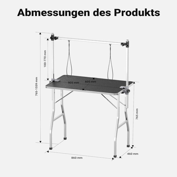 Wiltec Schertisch Trimmtisch mit 2 Schlingen Pflegetisch für Hund und