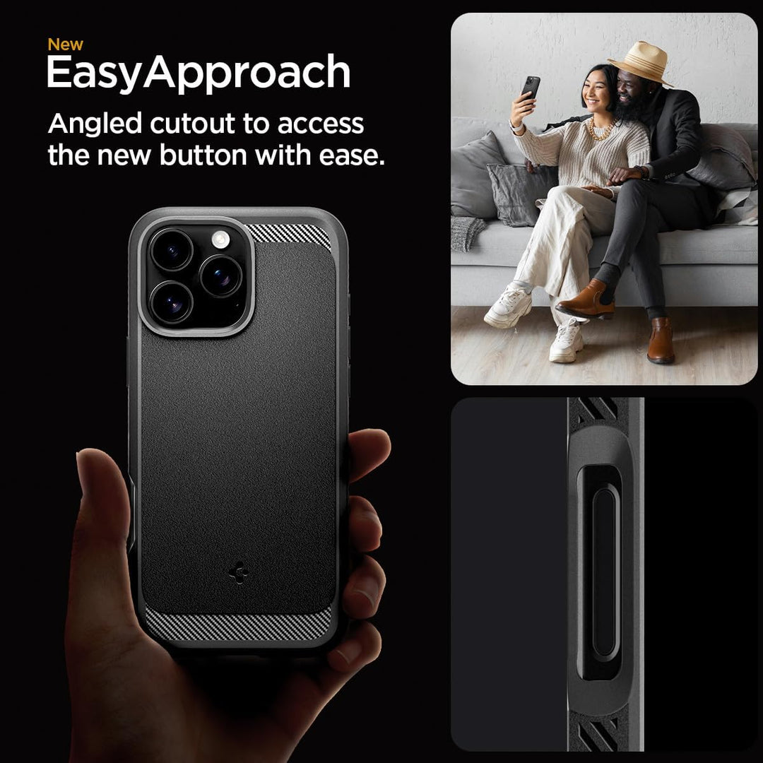 Spigen Rugged Armor MagFit Hülle für iPhone 16 Pro, Kompatibel mit MagSafe Zubehör -Matte Black iPho