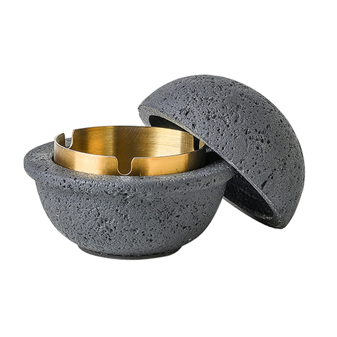 Tischmülleimer Abfallbehälter-Material: Beton + EdelstahFür Draussen Balkon Geruchsdicht,(B, Schwarz
