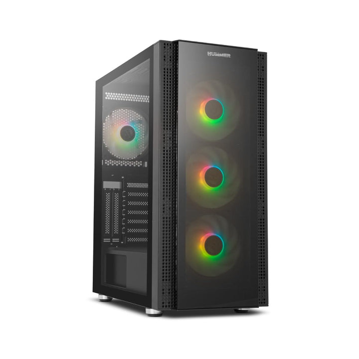 NOX Hummer Horus - NXHUMMERHORUS, Micro-ATX, ATX, Seitenwand und Frontseite aus gehärtetem Glas, 4 A