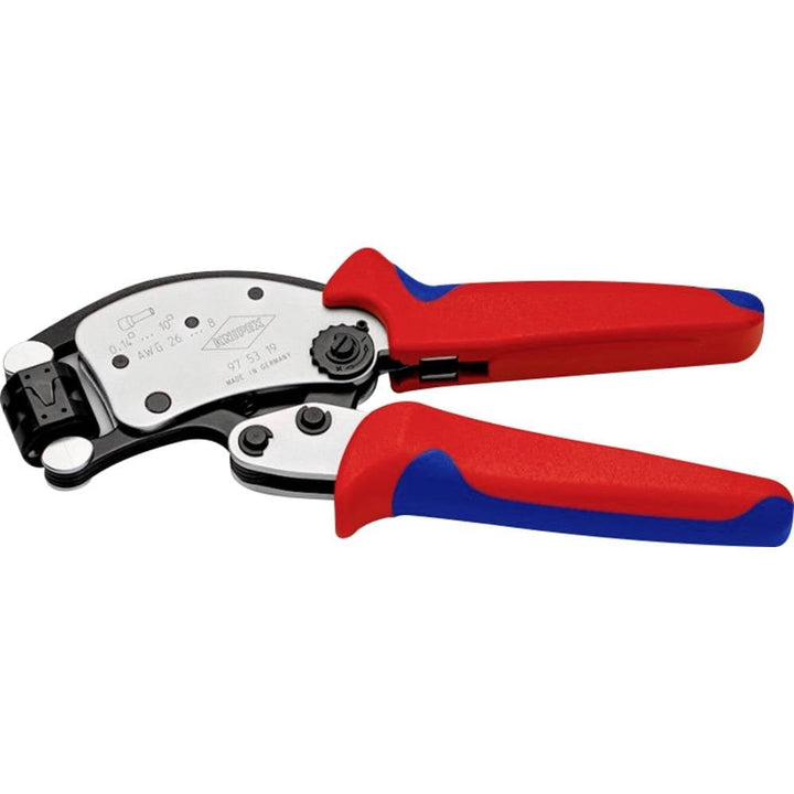 KNIPEX Twistor T Selbsteinstellende Crimpzange, 97 53 19 | Geeignet für Aderendhülsen mit drehbarem