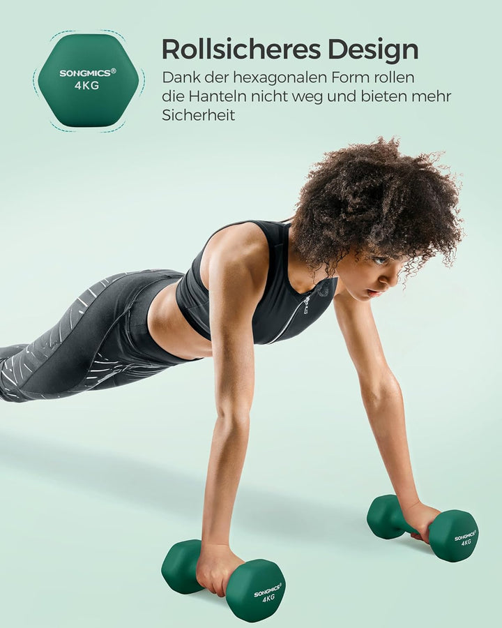 SONGMICS Hanteln, 2er Set, Hantelset, Kurzhanteln, Hexagon, Neopren-Beschichtung, Krafttraining, Wor