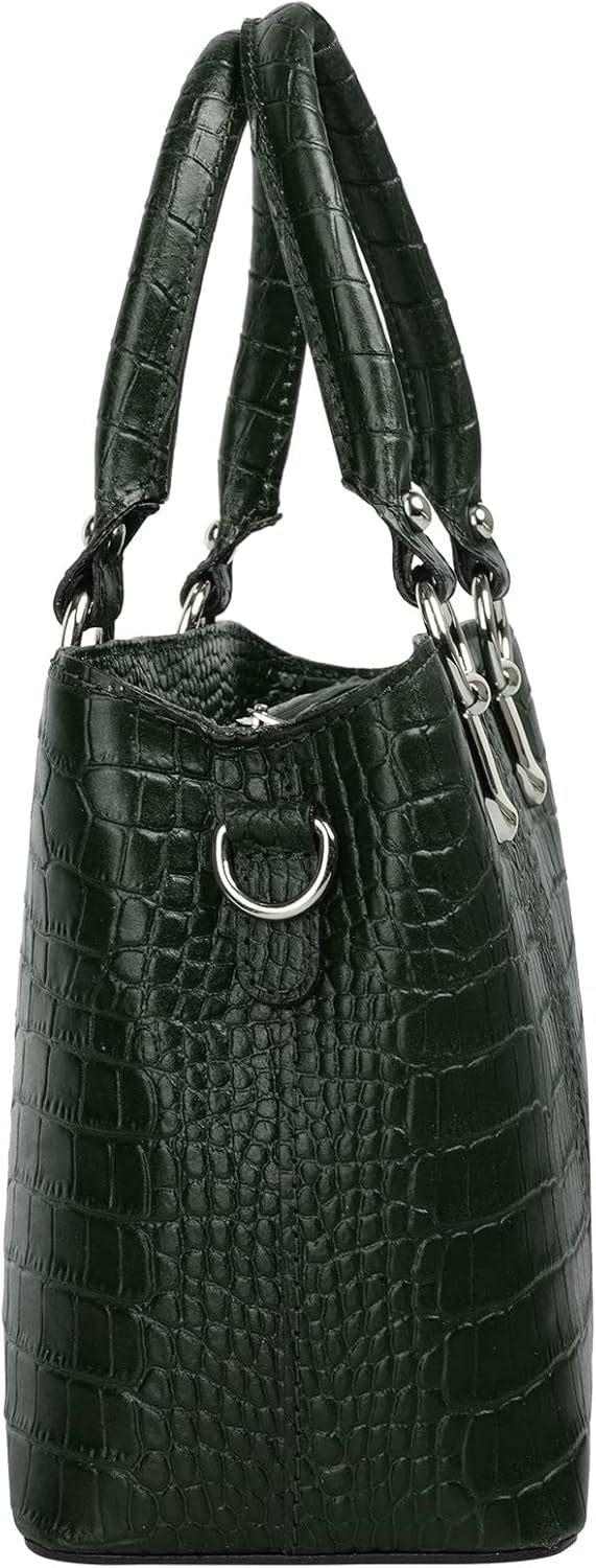 Cluty Umhängetasche echt Leder Damen - 021374 Dunkelgrün, Dunkelgrün