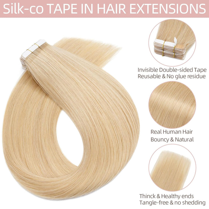 Silk-co Tape in Extensions Echthaar 40stk, Remy Tape Extensions Echthaar, Skin Weft Haarextensions K