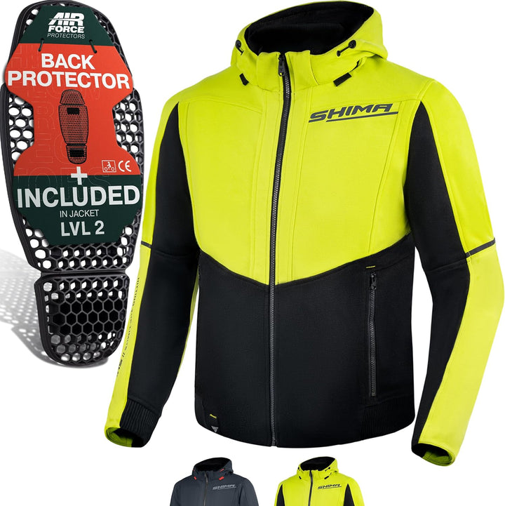 SHIMA DAYBREAKER Motorradhoodie Herren und Damen - Motorrad Kaputze Hoodie mit Protektoren Jacke Kap
