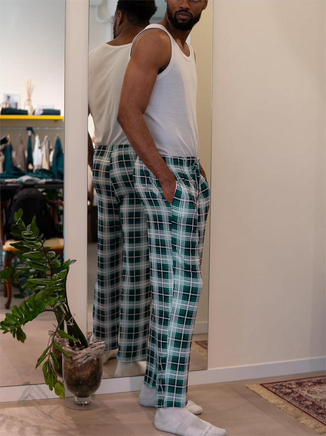 Ekouaer Pyjama Hose Herren Kariert Schlafanzughosen Lang Hosen Männer Schlafhose Loungewear und Nach