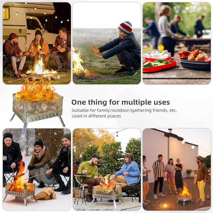 CCLIFE Feuerschale mit Glaskeramik, klappbar tragbar, Feuerschale für Garten Outdoor Camping, Feuerk