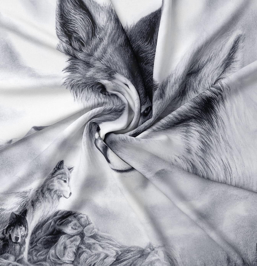 SHUAIG Bettwäsche Set Wolf, 3D WolfTheme Muster Bettbezug,Traumfänger Drucken 3 Teilig,Microfaser Be