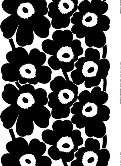 MARIMEKKO - Pieni Unikko Kissenbezug aus Baumwolle (schwarzer Mohnblume), 50,8 x 50,8 cm Black Poppy