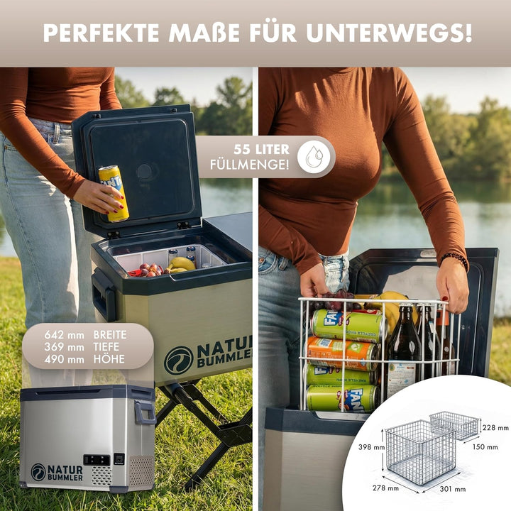 NATURBUMMLER Kompressor Kühlbox mit Vakuum-Isolierung [VAC-CORE] Reisekühlschrank 12V 230V mit Dual-