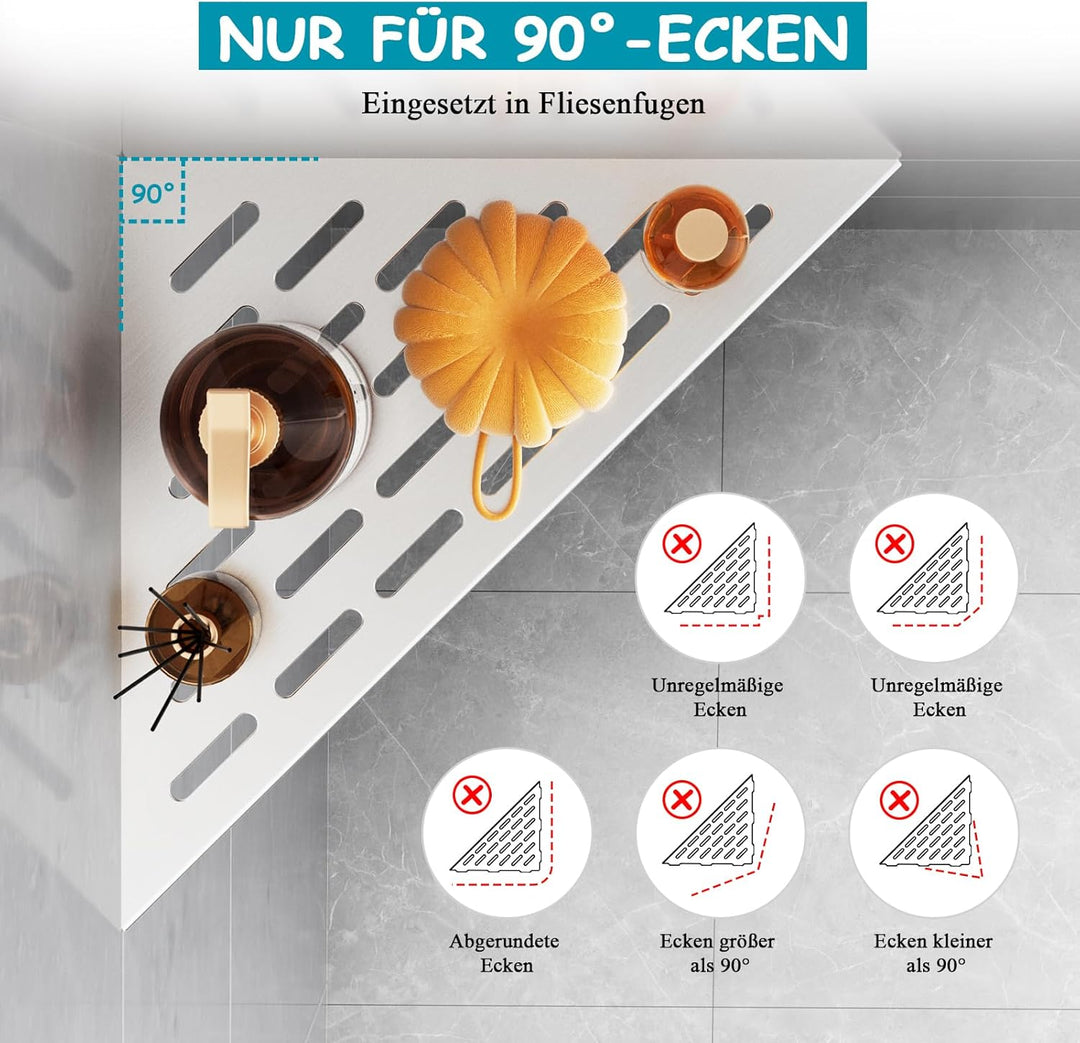 Duschablage Eckregal Gebürsteter 304 Edelstahl, Dusch Regal für Geflieste Wände Badezimmer-Aufbewahr
