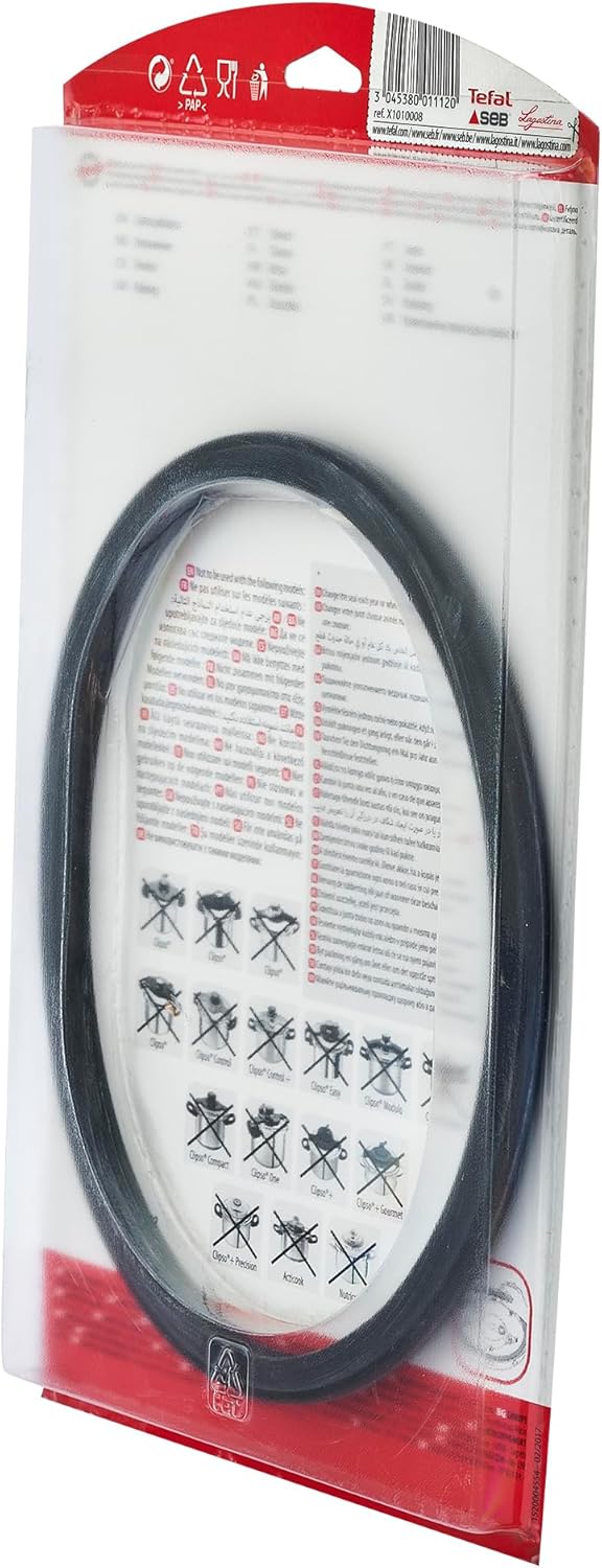Tefal X1010008 Dichtung für Clipso Minut, Edelstahl, 22 cm, schwarz