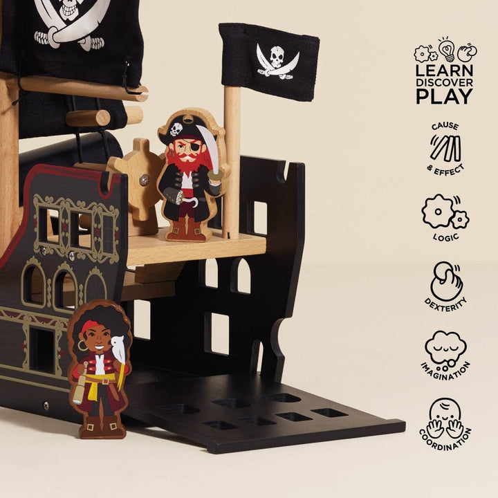 Le Toy Van – Pädagogisches Pirates Collection Piratenschiff „Barbarossa“ aus Holz, mit Kanone, Kanon