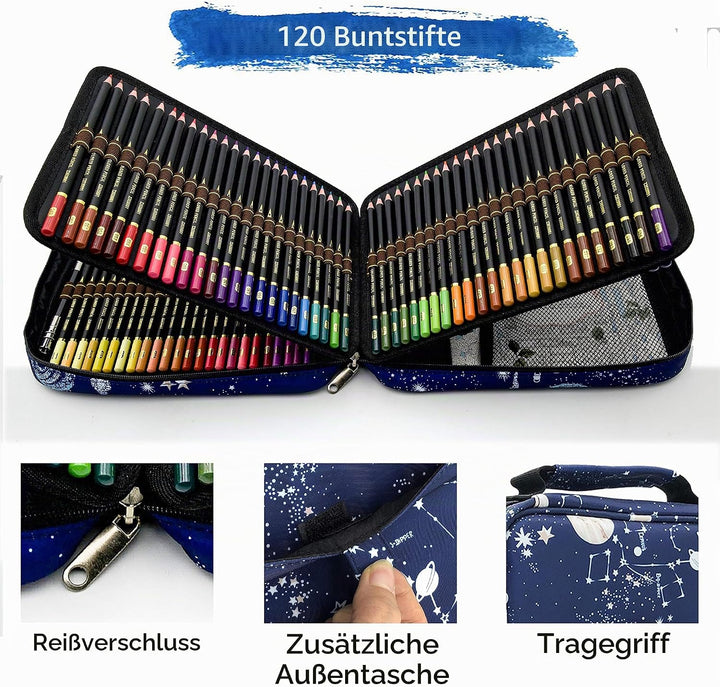 ZZONEART 120 Buntstifte Set mit Premium Zipper federtasche,Professionelles farbstift Zeichnen-Set fü