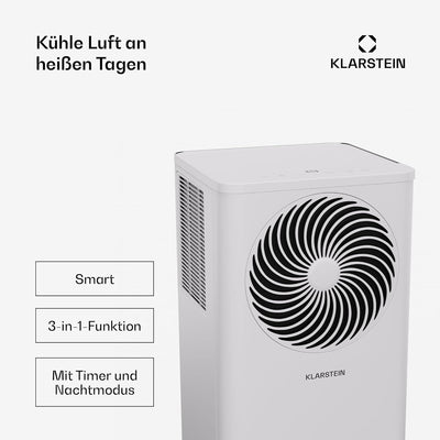 Klarstein mobile Klimaanlage mit Abluftschlauch, 7000 BTU - praktischer Luftentfeuchter, Ventilator