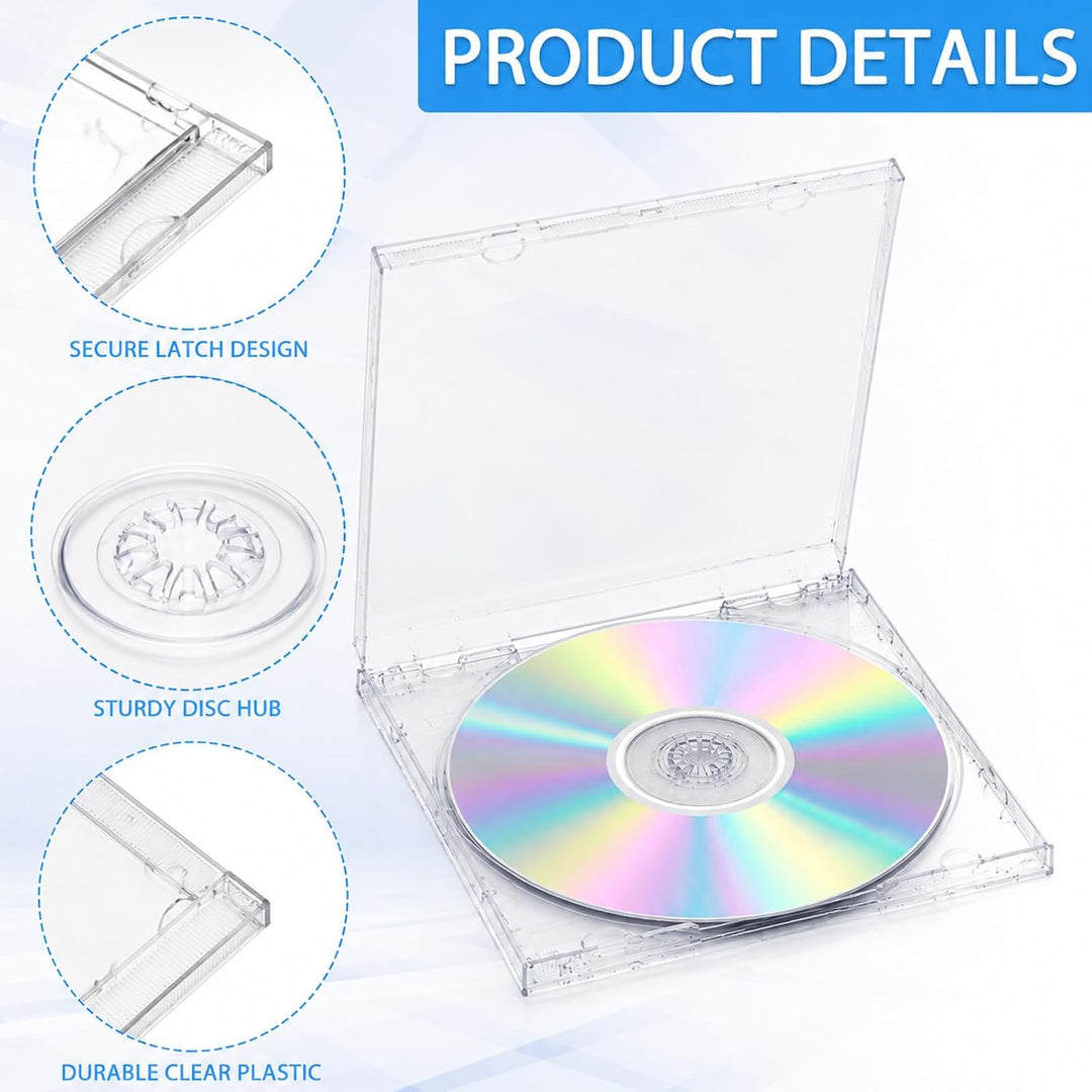 12 Stück CD Hüllen Transparent, DIY CD Leerhüllen Plastik Schmal | Stapelbar DVD Hülle für 12cm, Lee