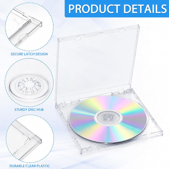 12 Stück CD Hüllen Transparent, DIY CD Leerhüllen Plastik Schmal | Stapelbar DVD Hülle für 12cm, Lee