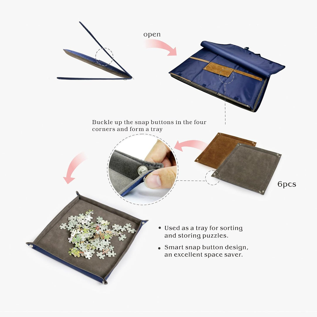 LAVIEVERT Oxford Stoff Puzzle Brett mit Etui, tragbare Puzzle Aufbewahrung für bis zu 1.500 Teile –