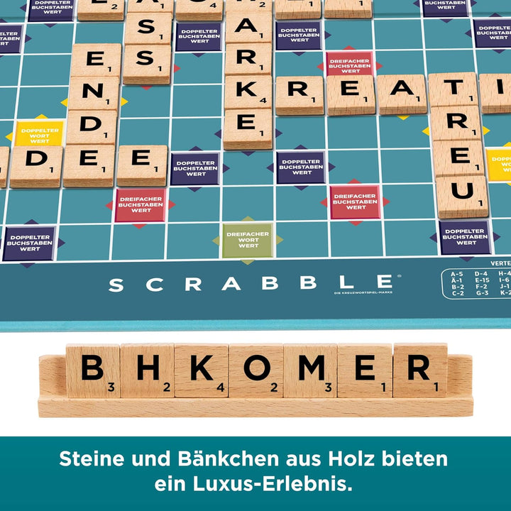 Mattel Games Scrabble Brettspiel, klassisches Familienwortspiel mit Buchstabensteinen und Buchstaben