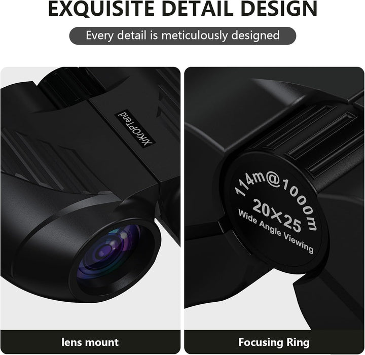 Fernglas 20x25 für Erwachsene & Kinder 8-12 | Mini Kompakt Fernglas Klein | BAK4 FMC Optik, Wasserdi