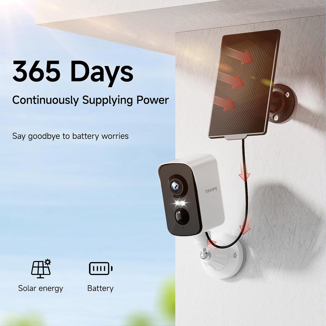 fanxiang 2K Überwachungskamera Aussen Akku, mit Solarpanel Kameraüberwachung Aussen WLAN, PIR Person