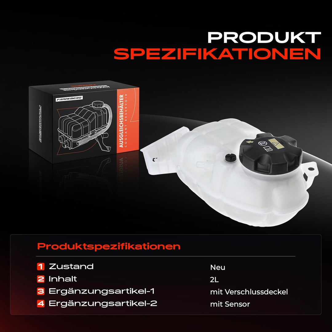Frankberg Ausgleichsbehälter Kühlmittel Mit Deckel&Sensor für 1er 2/4 Cabriolet Coupe 3 Gran Turismo