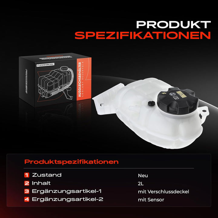 Frankberg Ausgleichsbehälter Kühlmittel Mit Deckel&Sensor für 1er 2/4 Cabriolet Coupe 3 Gran Turismo