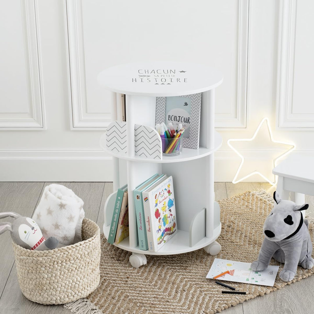 Kinderbücherregal rund - weiss und grau H 59 cm - Grau - Atmosphera créateur d'intérieur 1 Stück (1e