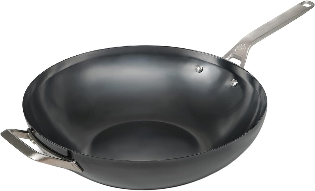 SAVEUR SELECTS Nitri-Black Wok aus Karbonstahl, natürlich antihaftbeschichtet, 35 cm, für Induktions