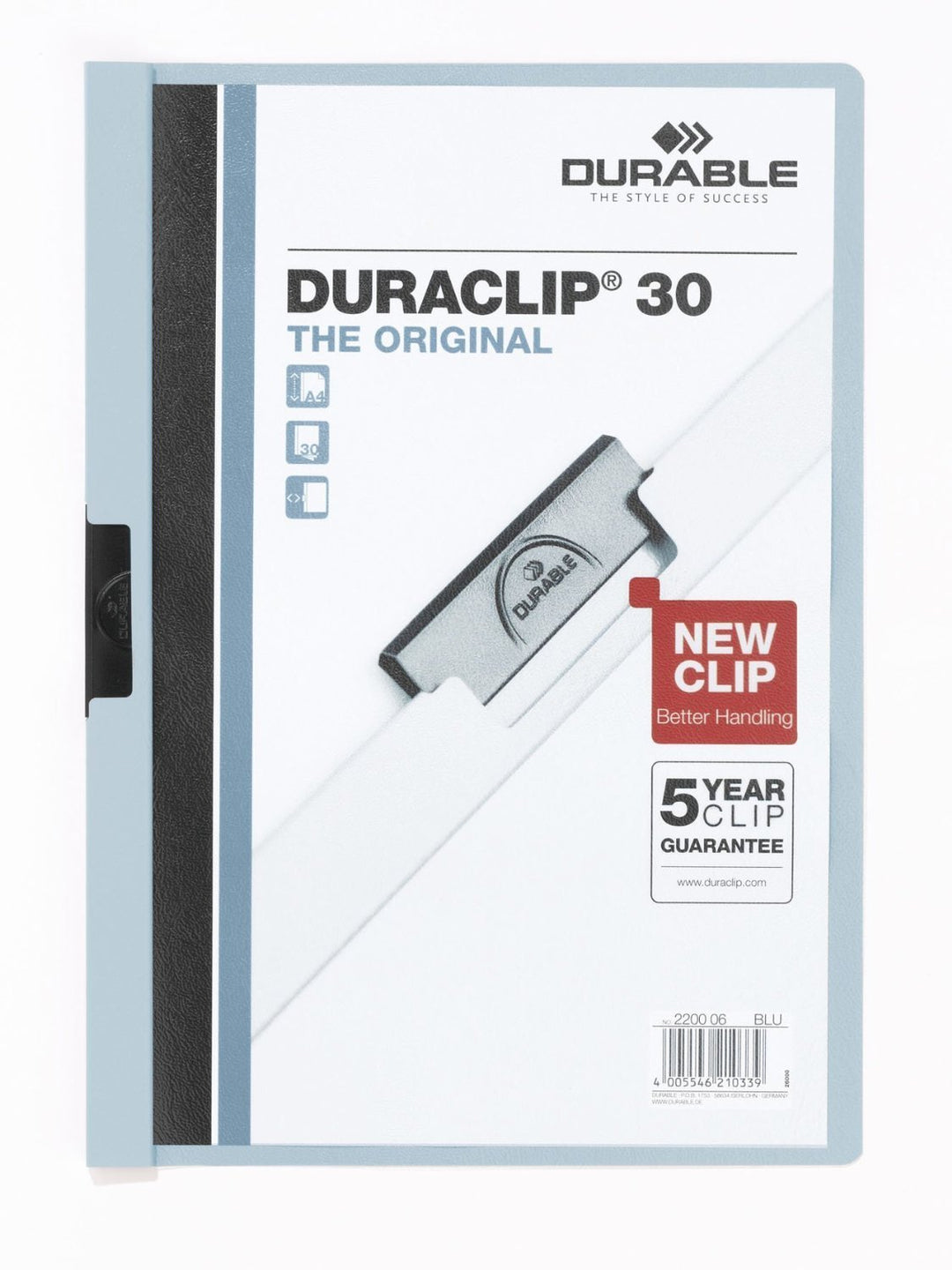Durable Klemm-Mappe Duraclip Original 30 (für 1-30 Blatt A4), 25 Stück, blau, 220006 blau 1 - 30 Bla